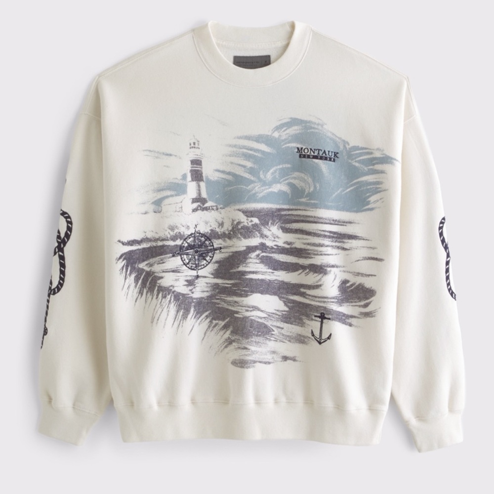Abercrombie & Fitch Cream Graphic Sweater
